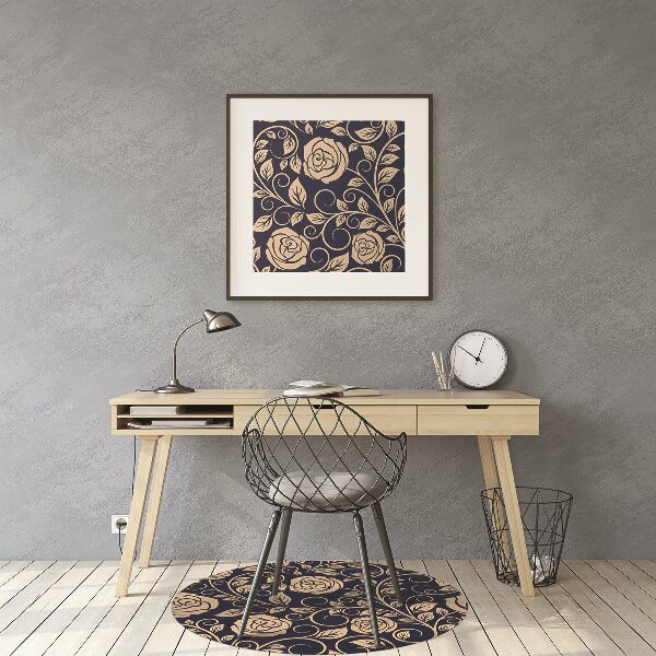 Alfombra para silla de escritorio Rosas doradas vintage