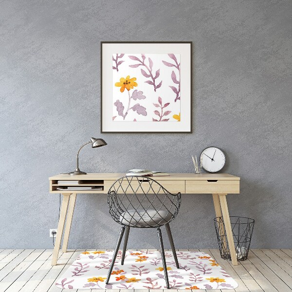 Alfombra para silla de escritorio Flores pintadas