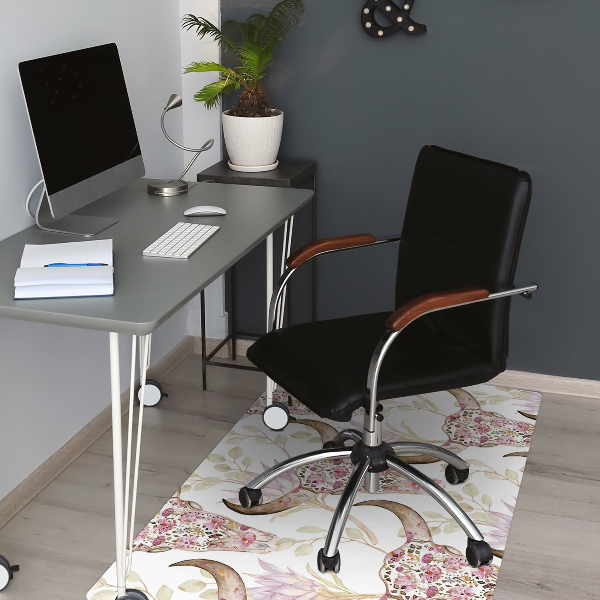 Alfombra para silla de escritorio Cráneo de flores