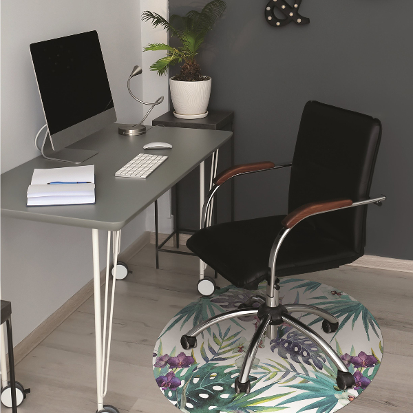 Alfombra para silla de escritorio Hojas tropicales