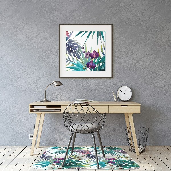 Alfombra para silla de escritorio Hojas tropicales