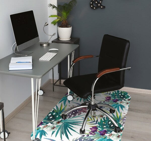 Alfombra para silla de escritorio Hojas tropicales