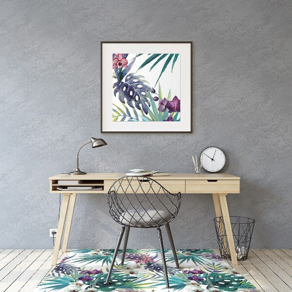 Alfombra para silla de escritorio Hojas tropicales