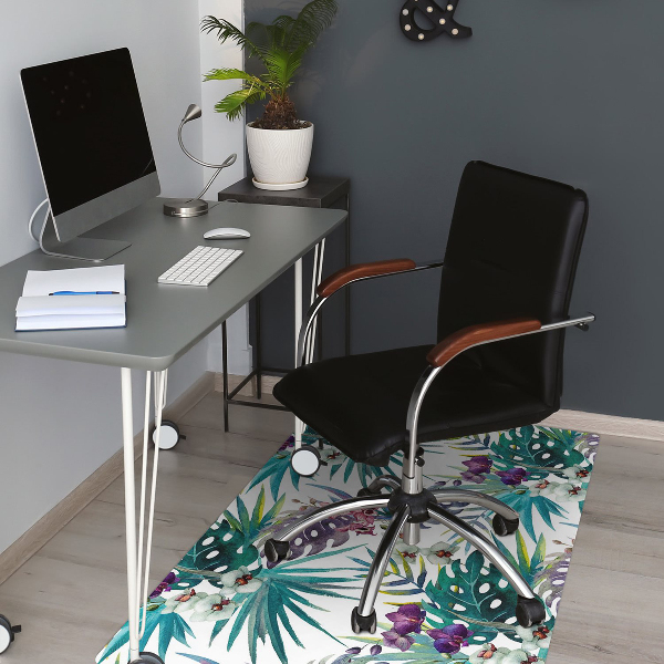 Alfombra para silla de escritorio Hojas tropicales