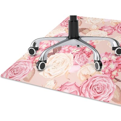 Alfombra silla ordenador Rosas e hortensias