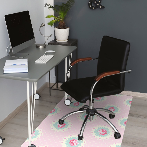 Alfombra para silla de escritorio Rosas y puntos