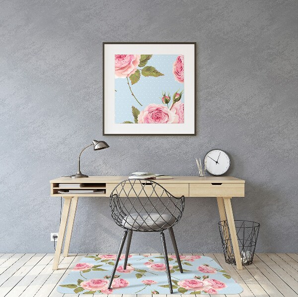Alfombra para silla de escritorio Rosas con hojas