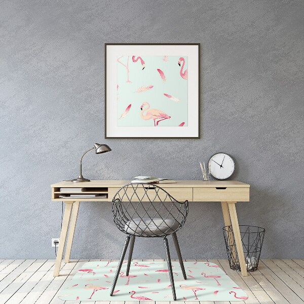 Alfombra para silla de escritorio Flamencos y plumas