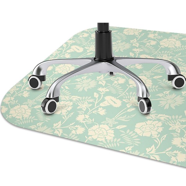 Alfombra para silla de escritorio Flores blancas