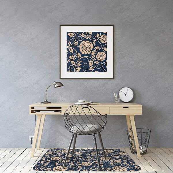 Alfombra silla ordenador Rosas doradas vintage