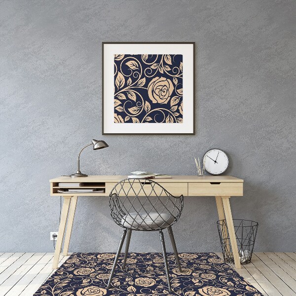 Alfombra silla ordenador Rosas doradas vintage