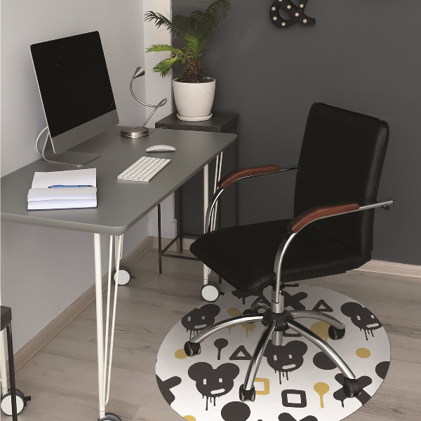 Alfombrilla para silla de escritorio Graffiti negro y amarillo