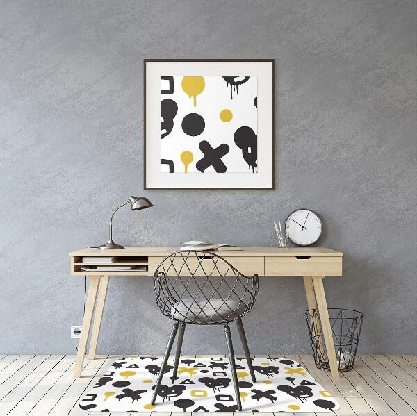 Alfombrilla para silla de escritorio Graffiti negro y amarillo