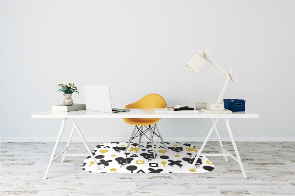 Alfombrilla para silla de escritorio Graffiti negro y amarillo