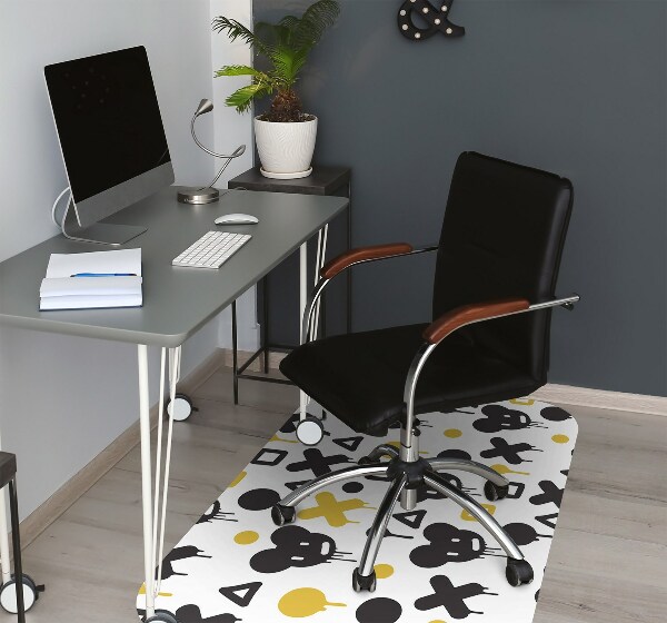 Alfombrilla para silla de escritorio Graffiti negro y amarillo