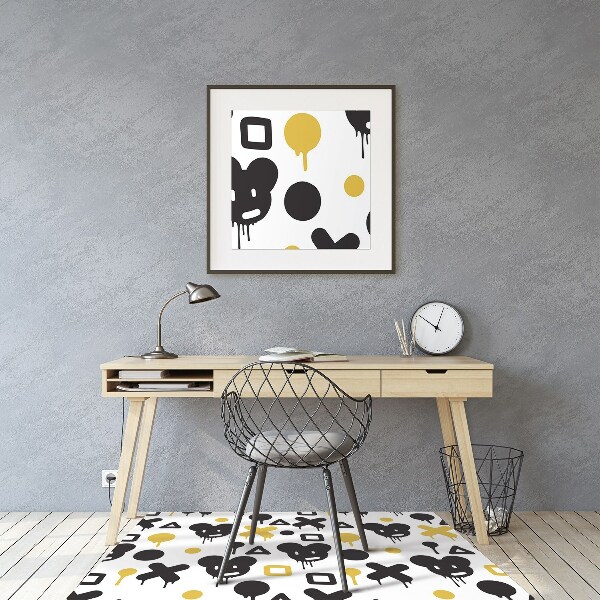 Alfombrilla para silla de escritorio Graffiti negro y amarillo