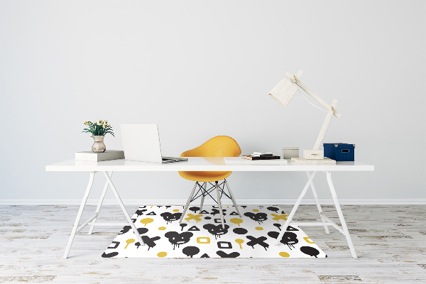 Alfombrilla para silla de escritorio Graffiti negro y amarillo