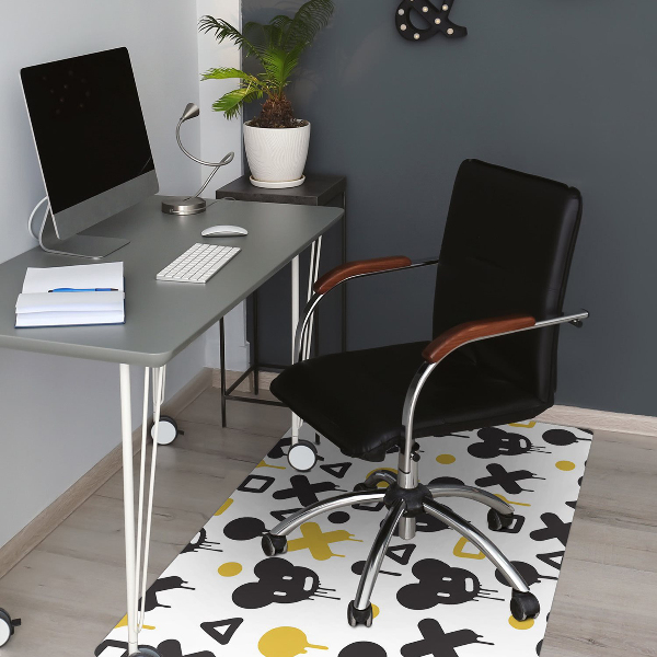Alfombrilla para silla de escritorio Graffiti negro y amarillo