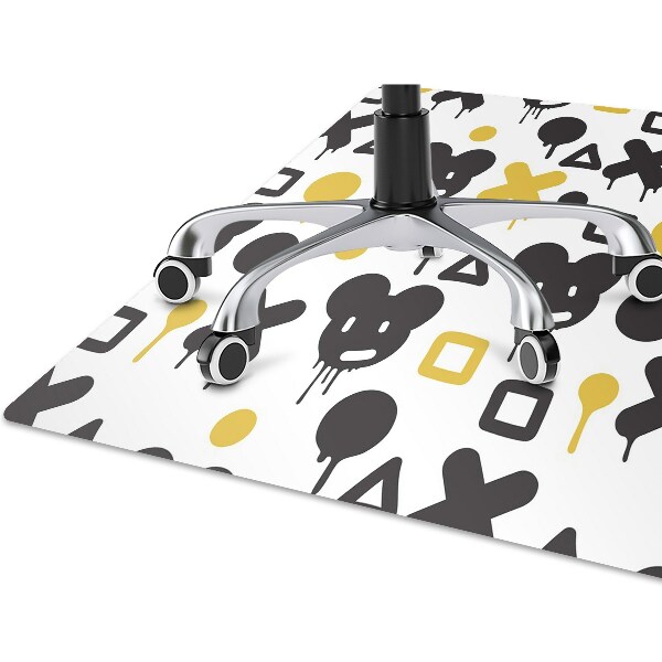 Alfombrilla para silla de escritorio Graffiti negro y amarillo