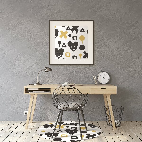 Alfombrilla para silla de escritorio Graffiti negro y amarillo