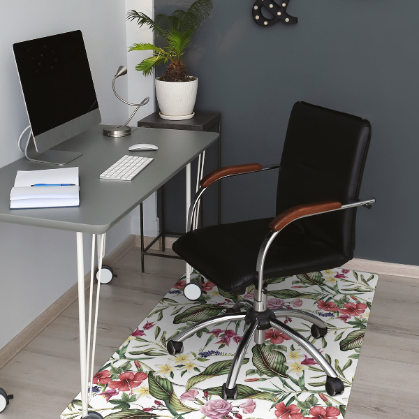 Alfombrilla para silla de escritorio Flores tropicales