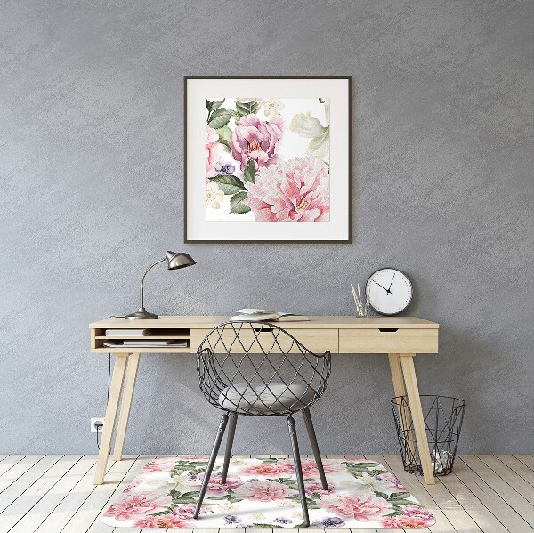 Alfombra para silla de escritorio Flores de arte
