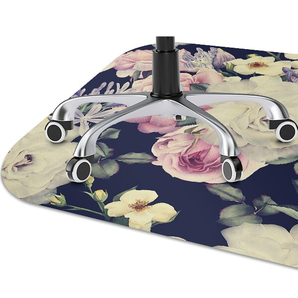 Alfombra para silla de escritorio Rosas vintage blancas