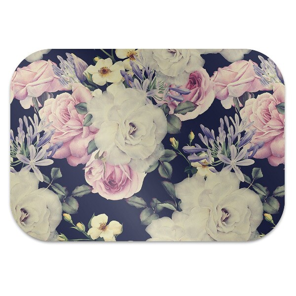 Alfombra para silla de escritorio Rosas vintage blancas