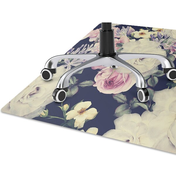 Alfombra para silla de escritorio Rosas vintage blancas