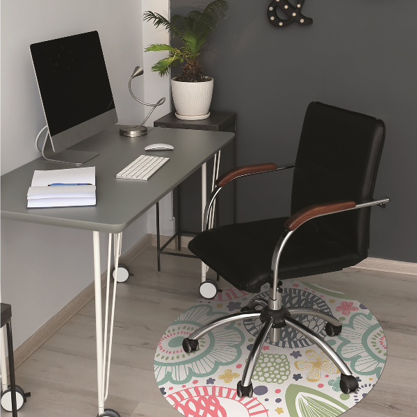 Alfombra para silla de escritorio Flores coloridas
