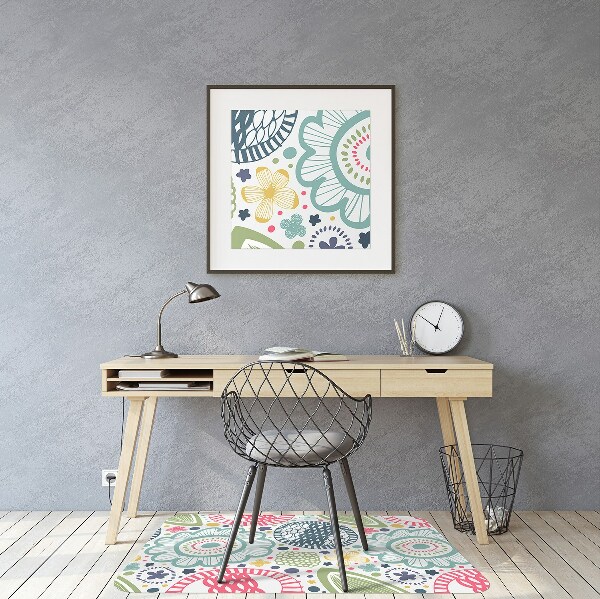 Alfombra para silla de escritorio Flores coloridas