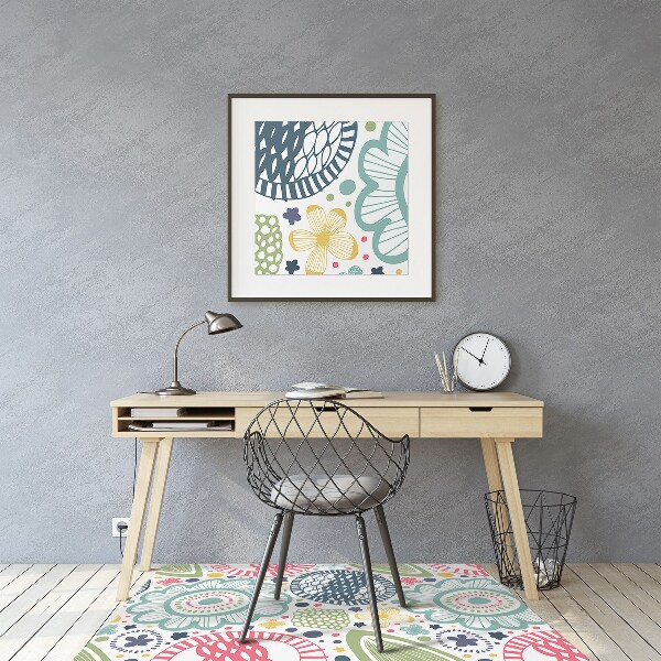 Alfombra para silla de escritorio Flores coloridas