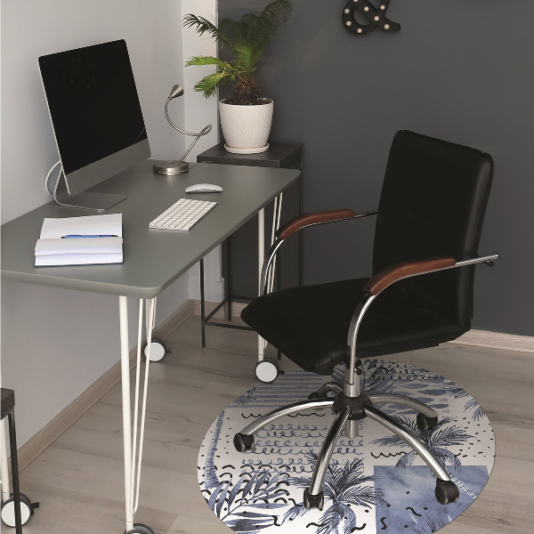 Alfombra para silla de escritorio Palma azul