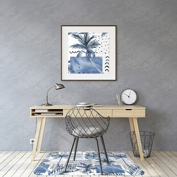 Alfombra para silla de escritorio Palma azul