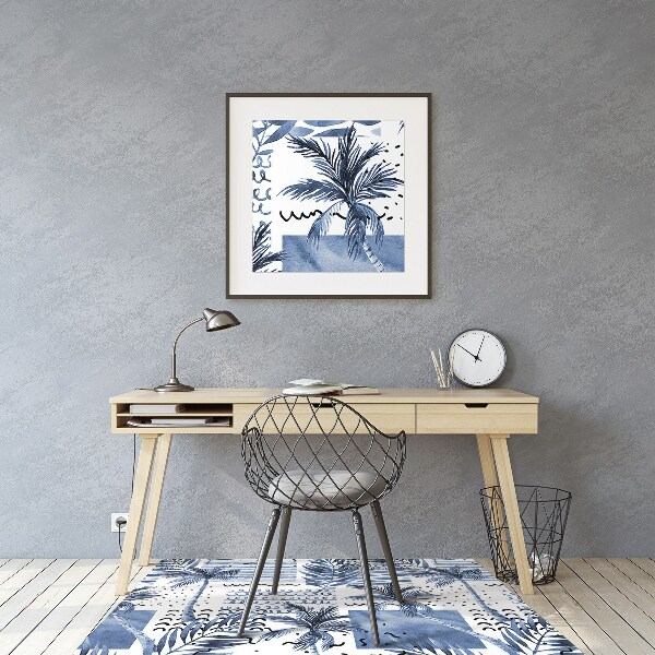 Alfombra para silla de escritorio Palma azul
