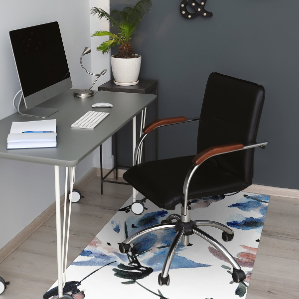 Alfombra para silla de escritorio Flores de acuarela