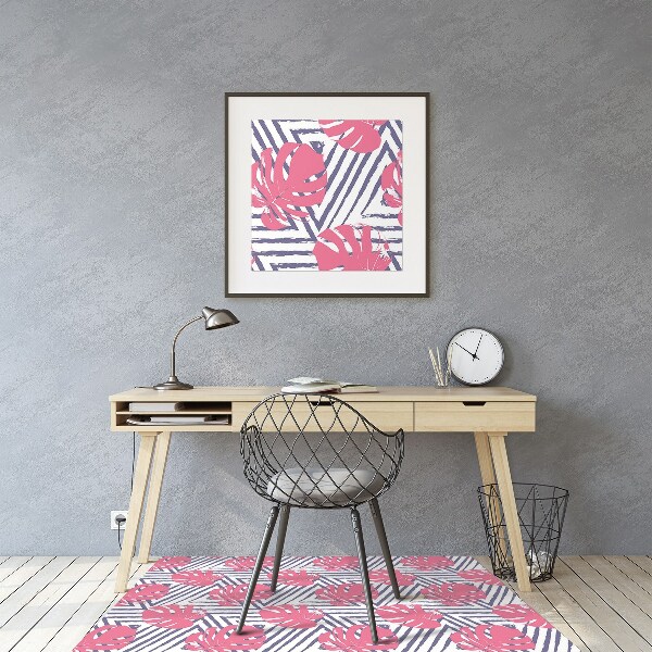 Alfombra para silla de escritorio Hojas rosadas