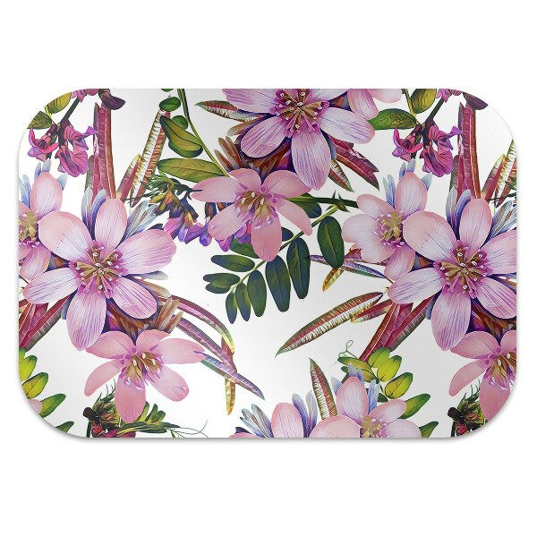 Alfombra para silla de escritorio Flores rosadas