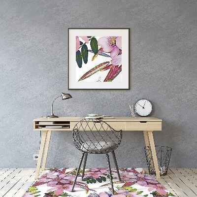 Alfombra para silla de escritorio Flores rosadas