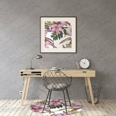 Alfombra para silla de escritorio Flores rosadas