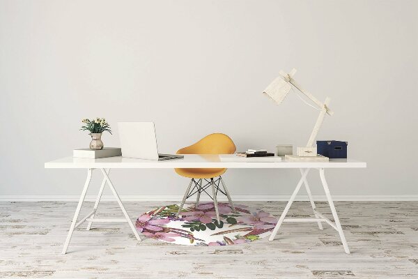 Alfombra para silla de escritorio Flores rosadas