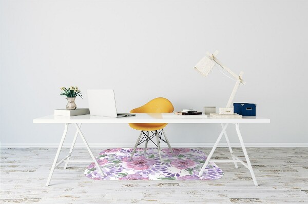 Alfombra para silla de escritorio Flores moradas