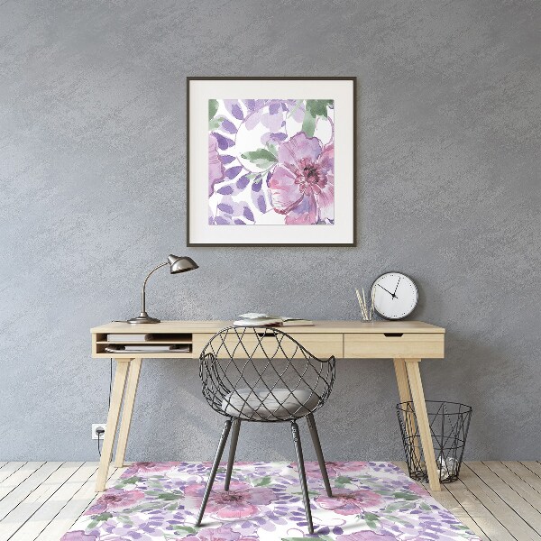 Alfombra para silla de escritorio Flores moradas