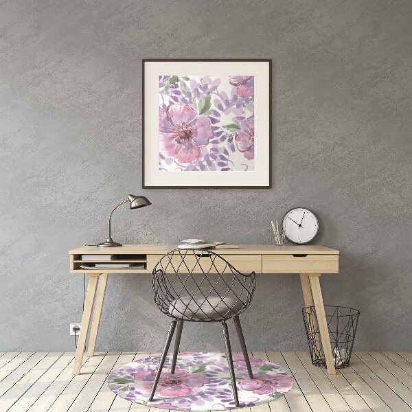 Alfombra para silla de escritorio Flores moradas