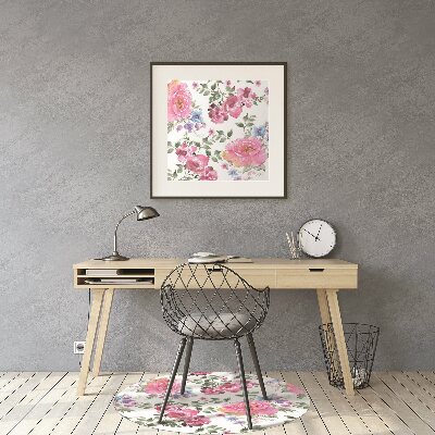 Alfombra para silla de escritorio Flores rosadas