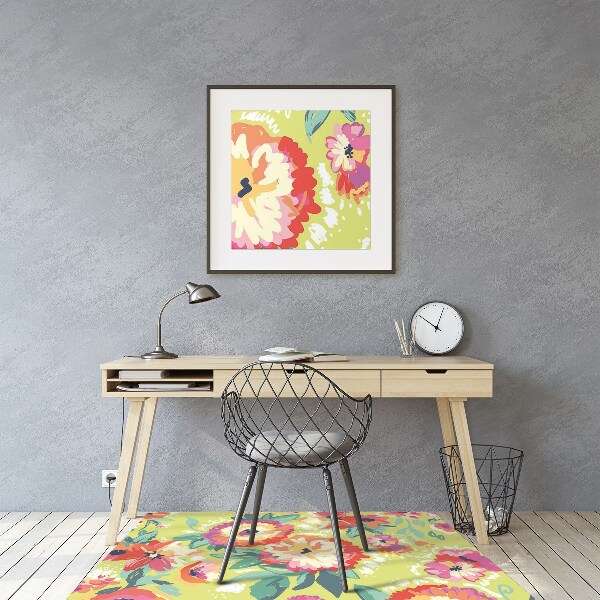 Alfombra silla escritorio Flores coloridas