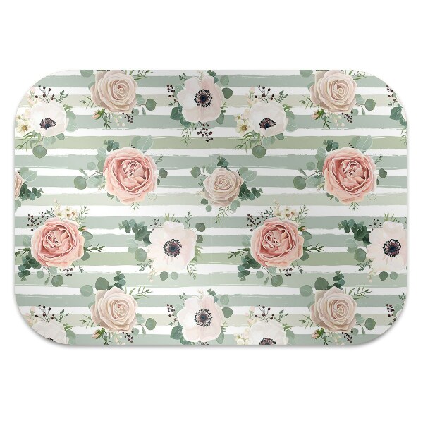 Alfombra silla ordenador Rosas a rayas