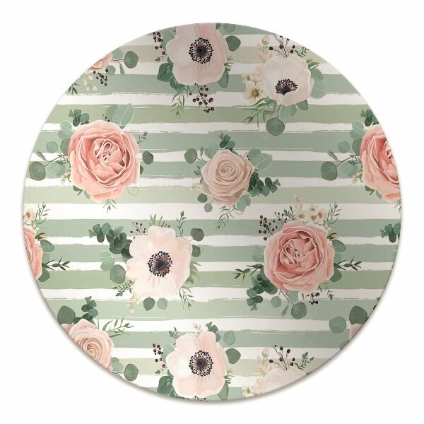 Alfombra silla ordenador Rosas a rayas