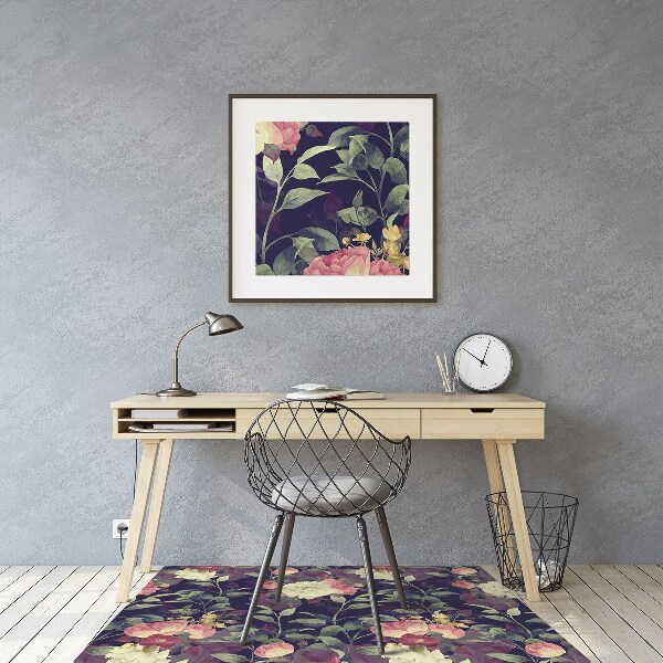 Alfombra para silla de escritorio Flores vintage