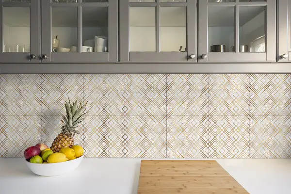 Baldosas vinílicas autoadhesivas Líneas doradas